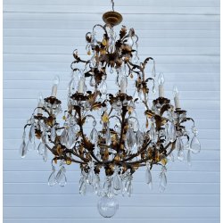 COPPIA LAMPADARIO STILE MARIA TERESA PRIMI 1900 FERRO VETRO HANGING LAMP VINTAGE
