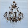 COPPIA LAMPADARIO STILE MARIA TERESA PRIMI 1900 FERRO VETRO HANGING LAMP VINTAGE
