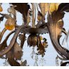 COPPIA LAMPADARIO STILE MARIA TERESA PRIMI 1900 FERRO VETRO HANGING LAMP VINTAGE