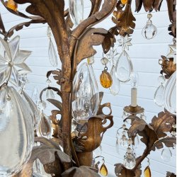 COPPIA LAMPADARIO STILE MARIA TERESA PRIMI 1900 FERRO VETRO HANGING LAMP VINTAGE