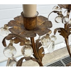 COPPIA LAMPADARIO STILE MARIA TERESA PRIMI 1900 FERRO VETRO HANGING LAMP VINTAGE