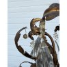 COPPIA LAMPADARIO STILE MARIA TERESA PRIMI 1900 FERRO VETRO HANGING LAMP VINTAGE