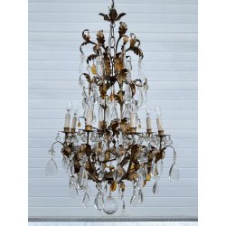 LAMPADARIO STILE MARIA TERESA PRIMI 1900 FERRO VETRO HANGING LAMP VINTAGE