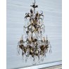 LAMPADARIO STILE MARIA TERESA PRIMI 1900 FERRO VETRO HANGING LAMP VINTAGE