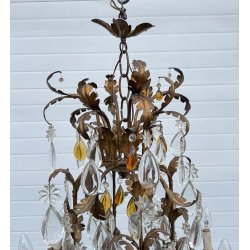 LAMPADARIO STILE MARIA TERESA PRIMI 1900 FERRO VETRO HANGING LAMP VINTAGE
