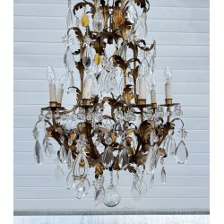 LAMPADARIO STILE MARIA TERESA PRIMI 1900 FERRO VETRO HANGING LAMP VINTAGE