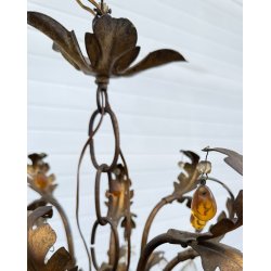 LAMPADARIO STILE MARIA TERESA PRIMI 1900 FERRO VETRO HANGING LAMP VINTAGE