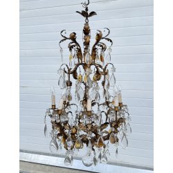 LAMPADARIO STILE MARIA TERESA PRIMI 1900 FERRO VETRO HANGING LAMP VINTAGE
