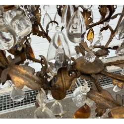 LAMPADARIO STILE MARIA TERESA PRIMI 1900 FERRO VETRO HANGING LAMP VINTAGE