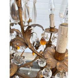 LAMPADARIO STILE MARIA TERESA PRIMI 1900 FERRO VETRO HANGING LAMP VINTAGE