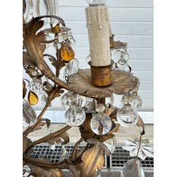 LAMPADARIO STILE MARIA TERESA PRIMI 1900 FERRO VETRO HANGING LAMP VINTAGE