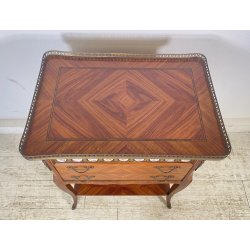 ANTICO COMODINO FRANCESE STILE LUIGI XVI LEGNO PRIMI 1900 2 CASSETTI PORCELLANA