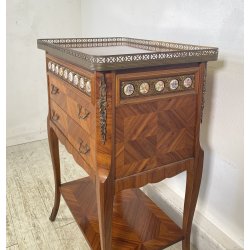 ANTICO COMODINO FRANCESE STILE LUIGI XVI LEGNO PRIMI 1900 2 CASSETTI PORCELLANA
