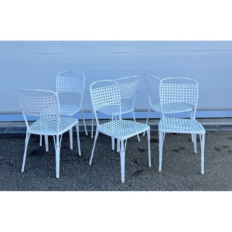 SET 6 SEDIE ESTERNO DA GIARDINO ANNI 70 F.A.I.M. Italia ALLUMINIO PRESSOFUSO