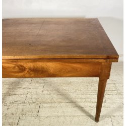ANTICO TAVOLO ALLUNGABILE A LIBRO LEGNO NOCE tornito EPOCA 1800 NEOCLASSICO