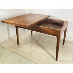 ANTICO TAVOLO ALLUNGABILE A LIBRO LEGNO NOCE tornito EPOCA 1800 NEOCLASSICO