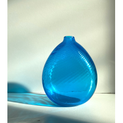 VASO VINTAGE VETRO SOFFIATO MURANO La MURRINA SPIRALE BLU AZZURRO FIRMATO '70/80