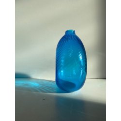 VASO VINTAGE VETRO SOFFIATO MURANO La MURRINA SPIRALE BLU AZZURRO FIRMATO '70/80
