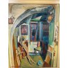 QUADRO DIPINTO Carlo Monti VEDUTA STUDIO PITTURA CAVALLETTO ANNI 50 OLIO TELA