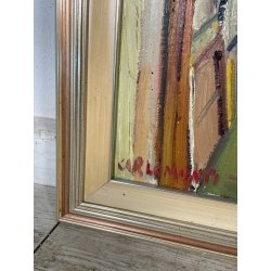 QUADRO DIPINTO Carlo Monti VEDUTA STUDIO PITTURA CAVALLETTO ANNI 50 OLIO TELA