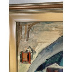 QUADRO DIPINTO Carlo Monti VEDUTA STUDIO PITTURA CAVALLETTO ANNI 50 OLIO TELA