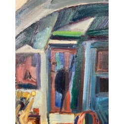 QUADRO DIPINTO Carlo Monti VEDUTA STUDIO PITTURA CAVALLETTO ANNI 50 OLIO TELA