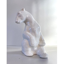 SCULTURA VINTAGE PORCELLANA BIANCA ORSO POLARE 15 cm/h Lippelsdorf  WA 1877 DE