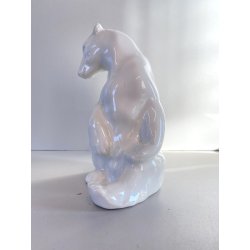 SCULTURA VINTAGE PORCELLANA BIANCA ORSO POLARE 15 cm/h Lippelsdorf  WA 1877 DE