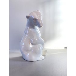 SCULTURA VINTAGE PORCELLANA BIANCA ORSO POLARE 15 cm/h Lippelsdorf  WA 1877 DE
