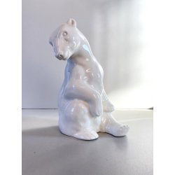 SCULTURA VINTAGE PORCELLANA BIANCA ORSO POLARE 15 cm/h Lippelsdorf  WA 1877 DE
