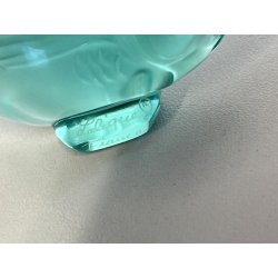 PESCE "POISSON" CRISTALLO SATINATO LALIQUE FRANCE VERDE ACQUA FIRMATO H5cm '70