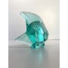 PESCE "POISSON" CRISTALLO SATINATO LALIQUE FRANCE VERDE ACQUA FIRMATO H5cm '70