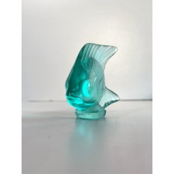 PESCE "POISSON" CRISTALLO SATINATO LALIQUE FRANCE VERDE ACQUA FIRMATO H5cm '70