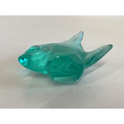 PESCE "POISSON" CRISTALLO SATINATO LALIQUE FRANCE VERDE ACQUA FIRMATO H5cm '70