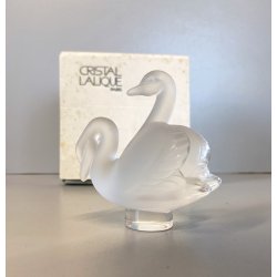 CIGNI CRISTALLO SATINATO FROSTED GLASS LALIQUE FRANCE AMORE LOVE Swans  10608