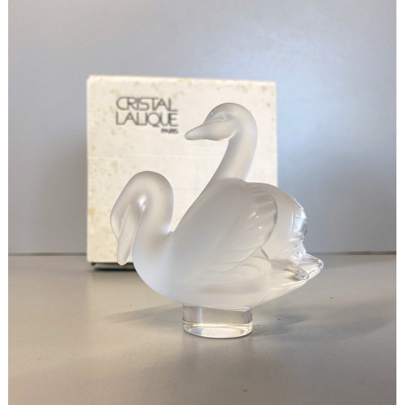 CIGNI CRISTALLO SATINATO FROSTED GLASS LALIQUE FRANCE AMORE LOVE Swans  10608