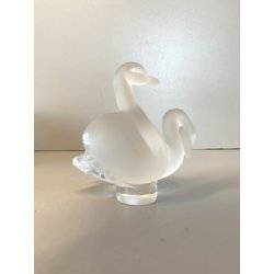 CIGNI CRISTALLO SATINATO FROSTED GLASS LALIQUE FRANCE AMORE LOVE Swans  10608