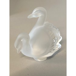 CIGNI CRISTALLO SATINATO FROSTED GLASS LALIQUE FRANCE AMORE LOVE Swans  10608