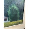 QUADRO DIPINTO Carlo Monti VEDUTA PAESAGGIO FABBRICA CASCINA ANNI 70 OLIO TELA