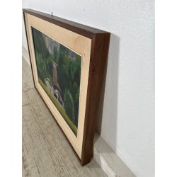 QUADRO DIPINTO Carlo Monti VEDUTA PAESAGGIO FABBRICA CASCINA ANNI 70 OLIO TELA