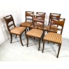 ANTICO SET 6 SEDIA STILE IMPERO LEGNO MASSELLO NOCE OLD DINING CHAIRS VINTAGE