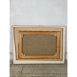 QUADRO DIPINTO Carlo Monti VEDUTA PAESAGGIO FABBRICA CASCINA ANNI 70 OLIO TELA