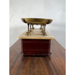 ANTICA BILANCIA BANCO SABAUDA ROBERVAL DUE PIATTI PORTATA 2 KG LEGNO MARMO '800
