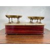 ANTICA BILANCIA BANCO SABAUDA ROBERVAL DUE PIATTI PORTATA 2 KG LEGNO MARMO '800