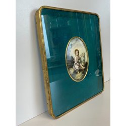 MINIATURA OLIO CERAMICA GESù BAMBINO Il Buon Pastore N.M.  Raschi RELIGIOSO '900