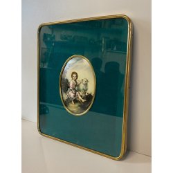 MINIATURA OLIO CERAMICA GESù BAMBINO Il Buon Pastore N.M.  Raschi RELIGIOSO '900