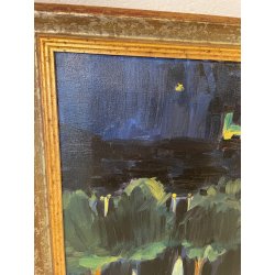 QUADRO DIPINTO Carlo Monti PIAZZA DEL POPOLO LUNGO LAGO ARONA 2000 OLIO TELA
