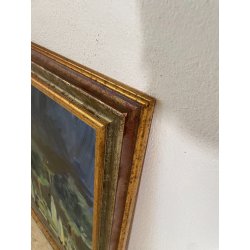 QUADRO DIPINTO Carlo Monti PIAZZA DEL POPOLO LUNGO LAGO ARONA 2000 OLIO TELA