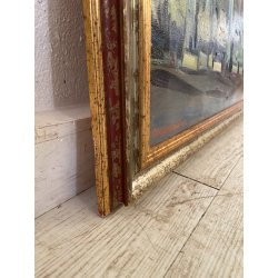 QUADRO DIPINTO Carlo Monti PIAZZA DEL POPOLO LUNGO LAGO ARONA 2000 OLIO TELA