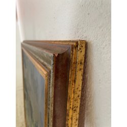 QUADRO DIPINTO Carlo Monti PIAZZA DEL POPOLO LUNGO LAGO ARONA 2000 OLIO TELA